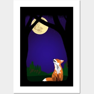 Full moon fox Posters and Art